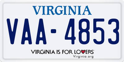 VA license plate VAA4853