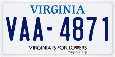VA license plate VAA4871