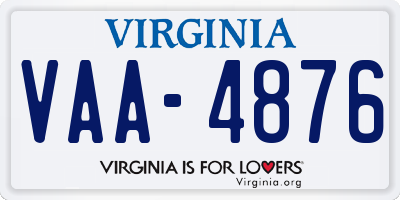 VA license plate VAA4876