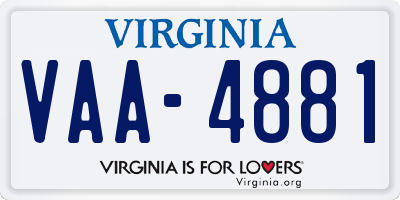 VA license plate VAA4881