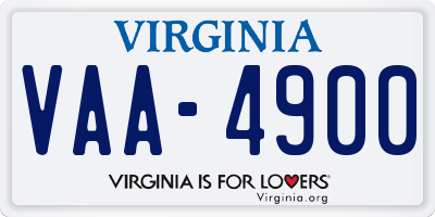 VA license plate VAA4900