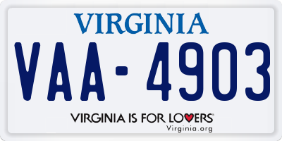 VA license plate VAA4903