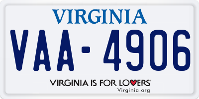 VA license plate VAA4906