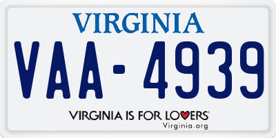 VA license plate VAA4939