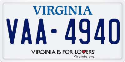 VA license plate VAA4940