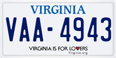 VA license plate VAA4943