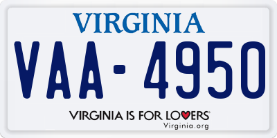 VA license plate VAA4950