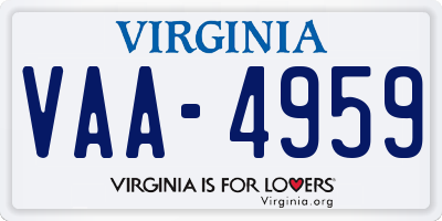 VA license plate VAA4959