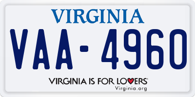 VA license plate VAA4960