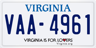 VA license plate VAA4961
