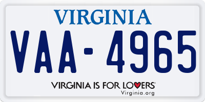 VA license plate VAA4965
