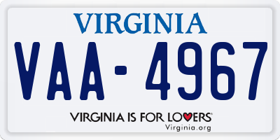 VA license plate VAA4967