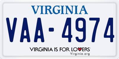 VA license plate VAA4974