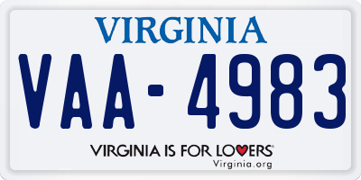 VA license plate VAA4983
