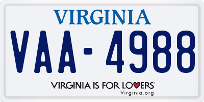 VA license plate VAA4988