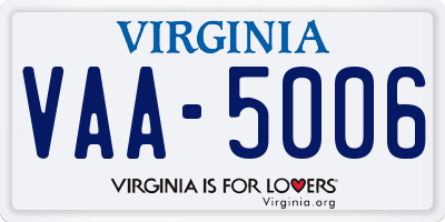 VA license plate VAA5006