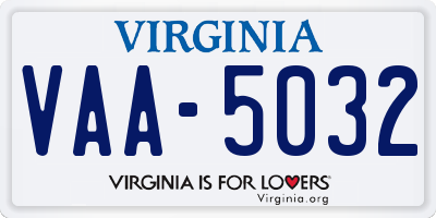 VA license plate VAA5032