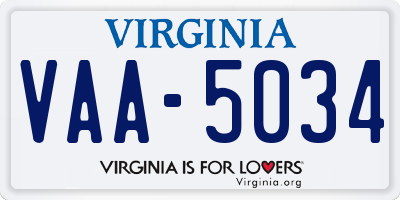 VA license plate VAA5034