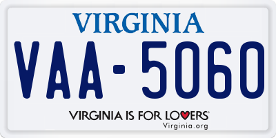 VA license plate VAA5060