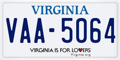 VA license plate VAA5064