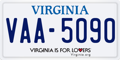 VA license plate VAA5090