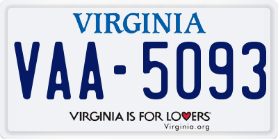 VA license plate VAA5093