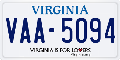 VA license plate VAA5094