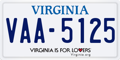 VA license plate VAA5125