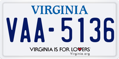 VA license plate VAA5136