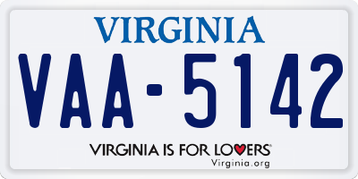 VA license plate VAA5142