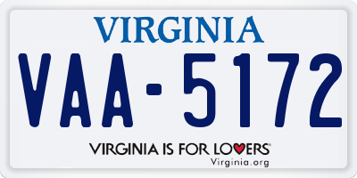 VA license plate VAA5172