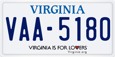 VA license plate VAA5180