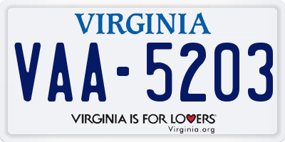 VA license plate VAA5203