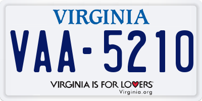 VA license plate VAA5210