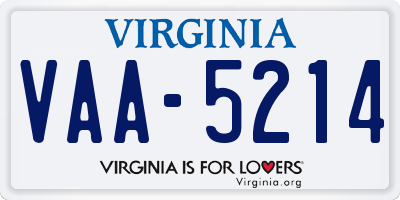 VA license plate VAA5214