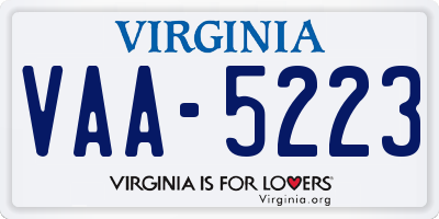 VA license plate VAA5223