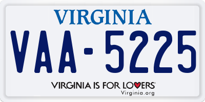 VA license plate VAA5225