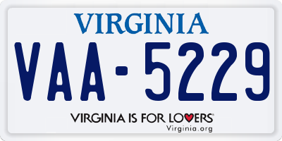 VA license plate VAA5229