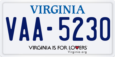 VA license plate VAA5230