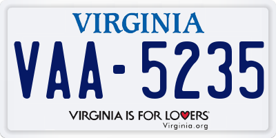 VA license plate VAA5235