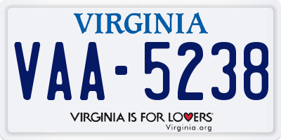 VA license plate VAA5238