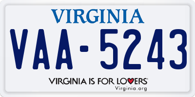 VA license plate VAA5243