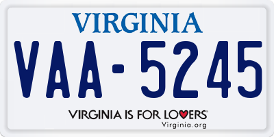 VA license plate VAA5245