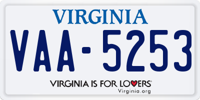 VA license plate VAA5253