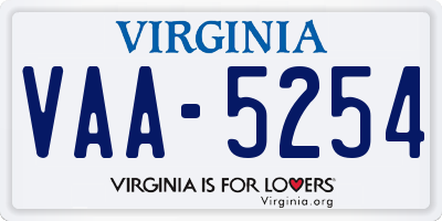 VA license plate VAA5254