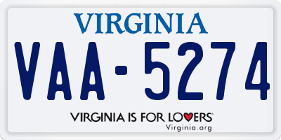 VA license plate VAA5274