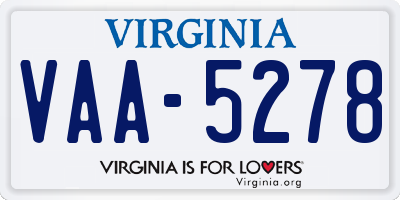VA license plate VAA5278