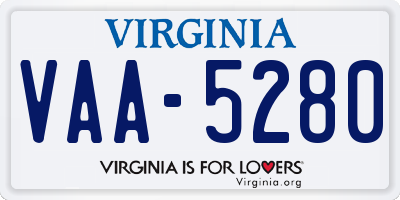 VA license plate VAA5280