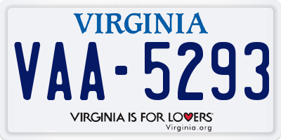 VA license plate VAA5293