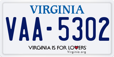 VA license plate VAA5302